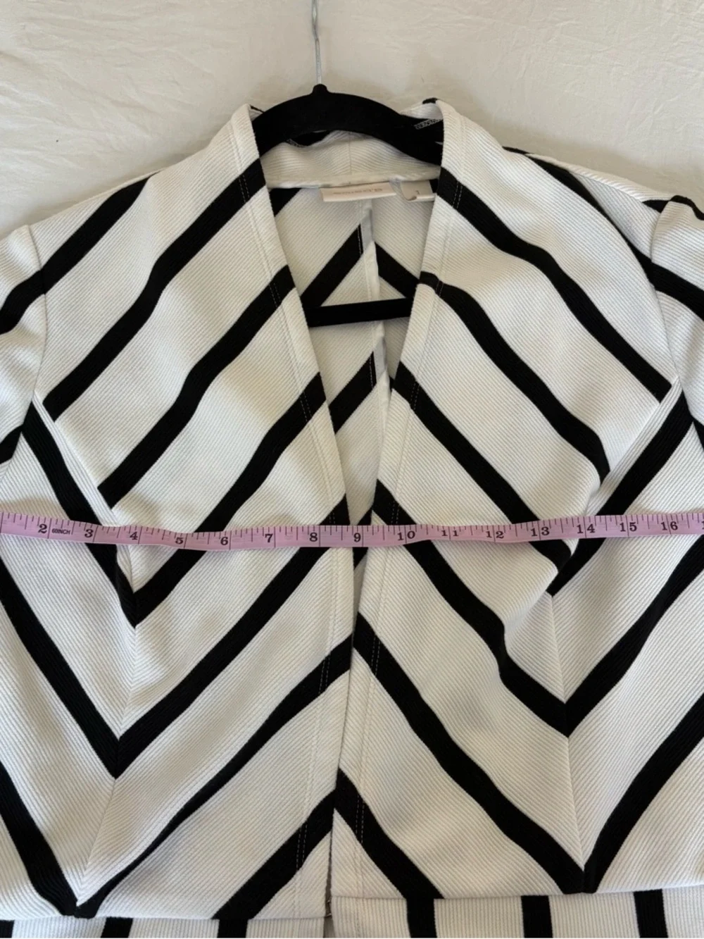 Chico’s Women’s Black & White Striped Open Front Cardigan Blazer - Picture 8 of 9